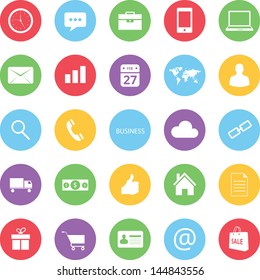 Colorful Business And Ecommerce Icons Set Bitmap Copy