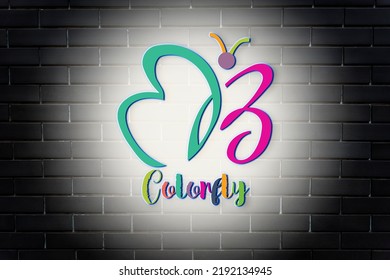 Colorful Butterfly Logo With Mockup