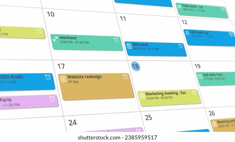 colorful calendar app interface showcasing appointments and scheduled events (3d render) - Powered by Shutterstock - Get 15% off with code: PIKWIZARD15