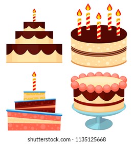 Colorful Cartoon Chocolate Cake Set Template Stock Illustration ...