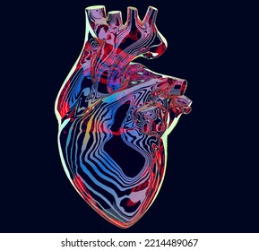 Colorful Chrome Heart. 3d Render With Clipping Path