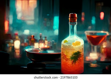 The colorful cocktails on the bar counter, 3D rendering. - Powered by Shutterstock