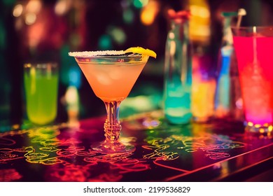 The colorful cocktails on the bar counter, 3D rendering. - Powered by Shutterstock