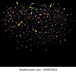 Colorful Confetti On Black Background 