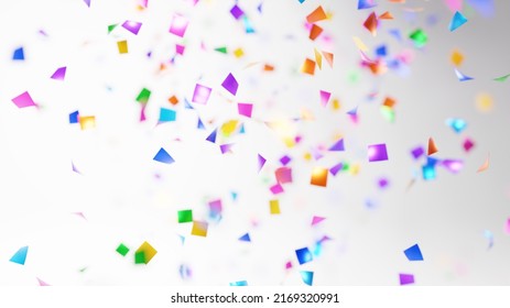 Colorful confetti on white background. Background image.3D Rendering. - Shutterstock ID 2169320991