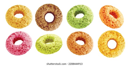 Colorful corn rings isolated on white background with clipping path, collection. 3d illustration - Powered by Shutterstock