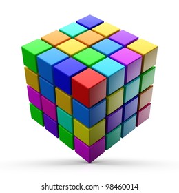 Colorful Cubes On A White Background.