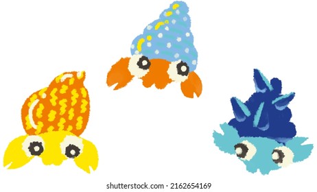 Colorful   cute hermit crab illustration