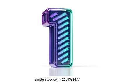 Colorful cyber font  Eye  catching number 1 design in purple to blue gradient isolated white background  High quality 3D rendering 