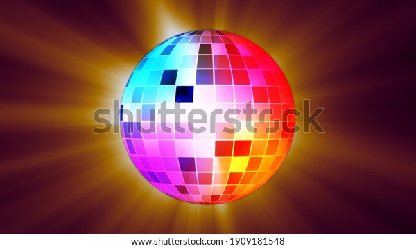 Colorful Dance Lighting Rotating Disco Ball\
And Dazzling Light Burst 3D\
Illustration