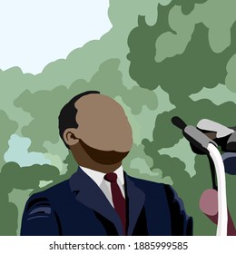 Colorful Digital Drawing Of Martin Luther King Jr. Giving A Speach
