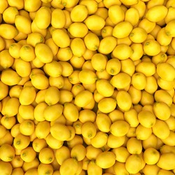Colorful Display Of Lemons In Market. Lemon Background