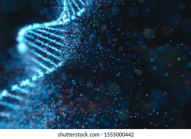 Colorful DNA molecule. Concept image of a structure of the genetic code. 3D illustration of genetic code and science.