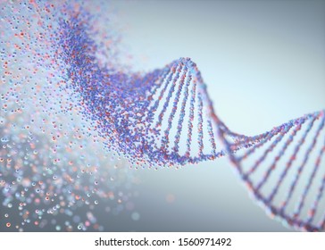 Colorful DNA molecule. Structure of the genetic code. Genetic Syndrome and Genetic Disorder, 3D illustration of science concept.