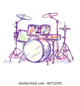 Colorful Drum Drawing