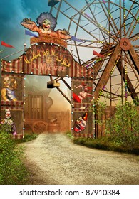 Colorful Entrance Gate To Fantasy Circus