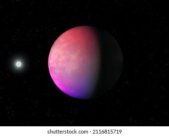 Colorful Exoplanet In Deep Space, Earth-like Planet, Beautiful Terrestrial Planet, Space Background 3d Rendering. 