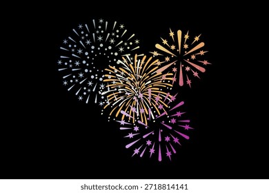 Colorful fireworks exploding in the night sky, celebrating moments and special events
