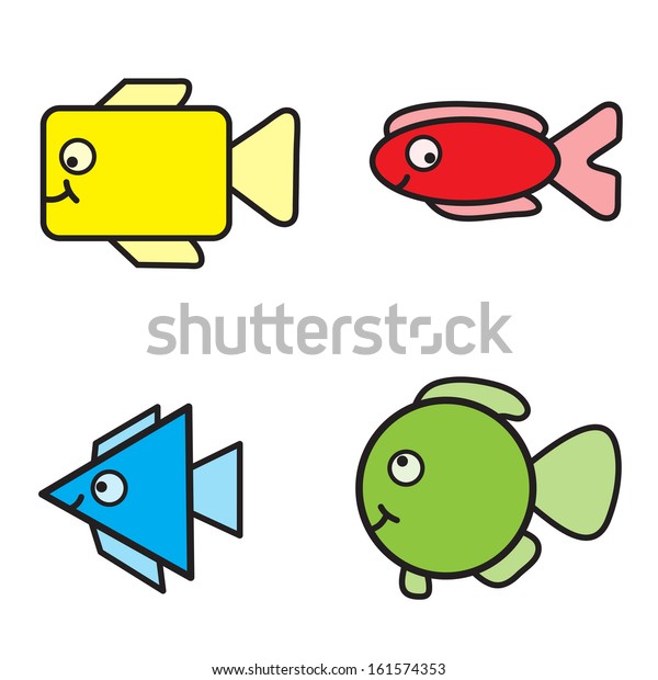 Colorful Fish Geometric Shapes Isolated On Stock Illustration