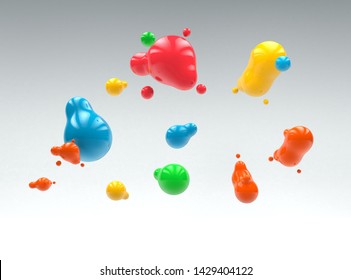 Colorful Floating Liquid Blob. 3d Render.