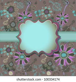 Colorful Floral Background With Fanciful Text Box.