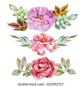 Colorful Floral Collectionwatercolor Stock Illustration 653024806