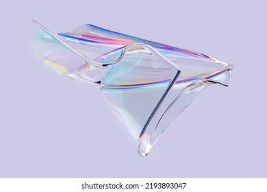Colorful fluid gradient shape 3d rendering  liquid glass holographic spectrum effect