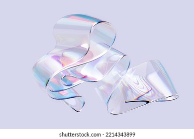 Colorful fluid gradient shape 3d rendering  liquid glass holographic spectrum effect