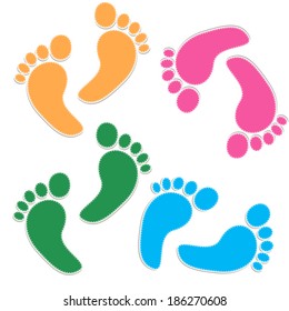 Set Colorful Baby Footprints Stock Vector (Royalty Free) 567588871