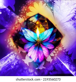 Colorful Fresh Flower Cascade In A Mathematical Background