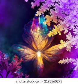 Colorful Fresh Flower Cascade In A Mathematical Background