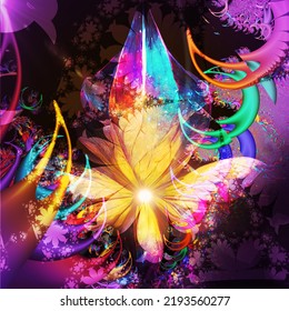 Colorful Fresh Flower Cascade In A Mathematical Background