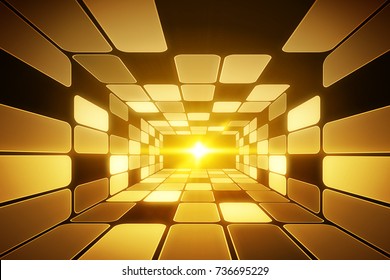 Colorful Futuristic Tunnel Backdrop. Future Concept. 3D Rendering 