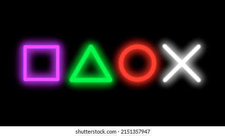 Colorful Gamepad Symbol Sign Neon Glow - Powered by Shutterstock