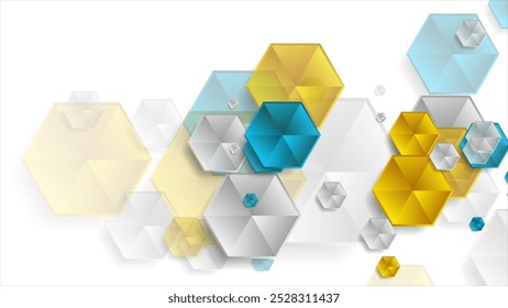 Colorful geometric tech background with glossy hexagons - Powered by Shutterstock