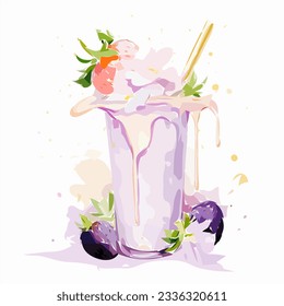 A Colorful Glass Of Cocktail With Leaves Watercolour Floral Illustration Abstrect Watercolor Clipart Watercolor Background Isolated Elegant Modern Brush Strokes  - Powered by Shutterstock