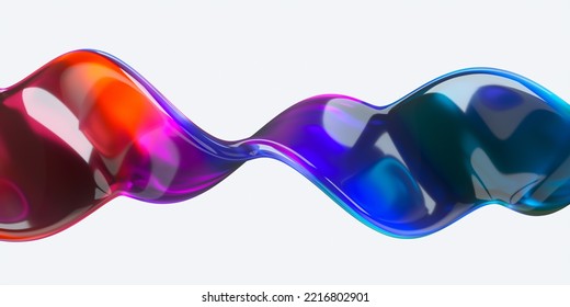 Colorful Glass Shape Isolated. 3d Rendering Illustration.