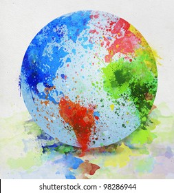 colorful globe painting on paper