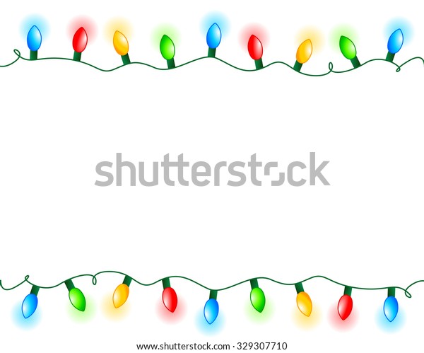 Colorful Glowing Christmas Lights Border Frame Stock Illustration 329307710