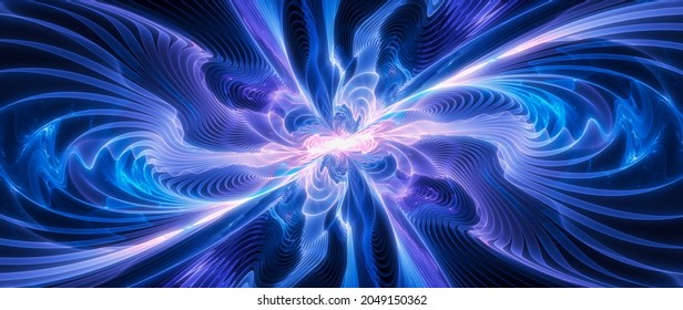 Colorful Glowing High Energy Multidimensional Object In Space, Computer Generated Abstract Background, 3D Rendering