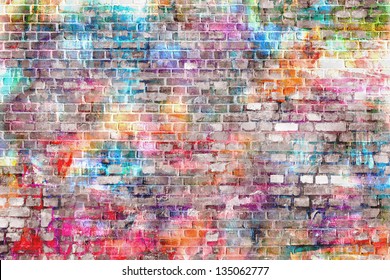 colorful grunge art wall illustration, urban art wallpaper, background