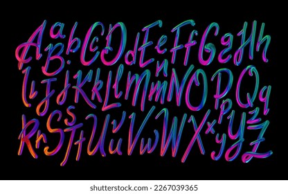 Colorful hand drawn alphabet set black background - Powered by Shutterstock