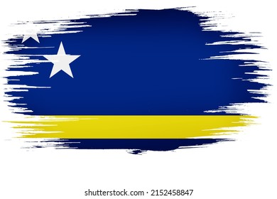 colorful hand-drawn brush strokes painted national country flag of Curacao. template for banner, card, advertising , TV commercial, ads, web design and magazine
