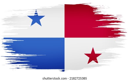 Colorful Hand-drawn Brush Strokes Painted National Country Flag Of Panama. Template For Banner, Card, Advertising , TV Commercial, Ads, Web Design And Magazine