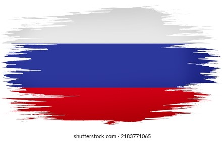 Colorful Hand-drawn Brush Strokes Painted National Country Flag Of Russia. Template For Banner, Card, Advertising , TV Commercial, Ads, Web Design And Magazine