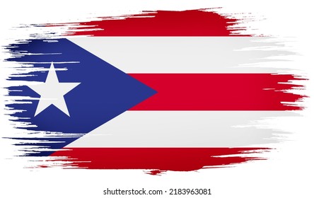 Colorful Hand-drawn Brush Strokes Painted National Country Flag Of Puerto Rico. Template For Banner, Card, Advertising , TV Commercial, Ads, Web Design And Magazine