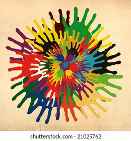 Colorful handprints