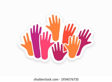 Colorful Up Hands. Charity Teamwork Concept Illustration