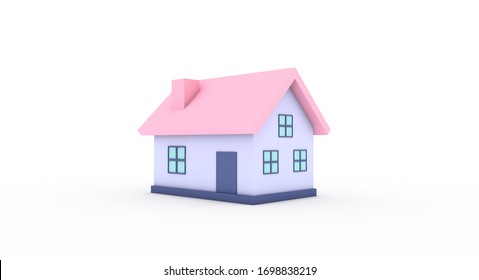 Colorful house 3D model isolated on white background. High-resolution 3D illustration.