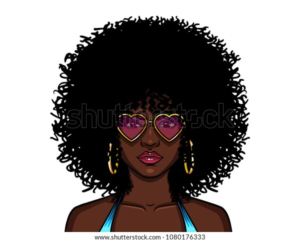 Colorful Illustration African American Hippie Woman Stock Illustration